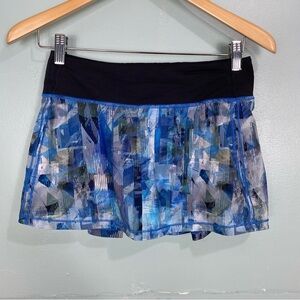 Lululemon Pace Rival Skort Skirt Blue‎ Camo Tennis Athletic Sz 4